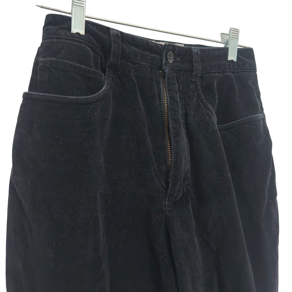 Vintage Talbots Petites Corduroy Pants Black High Waist Tapered Mom Hong Kong 4P